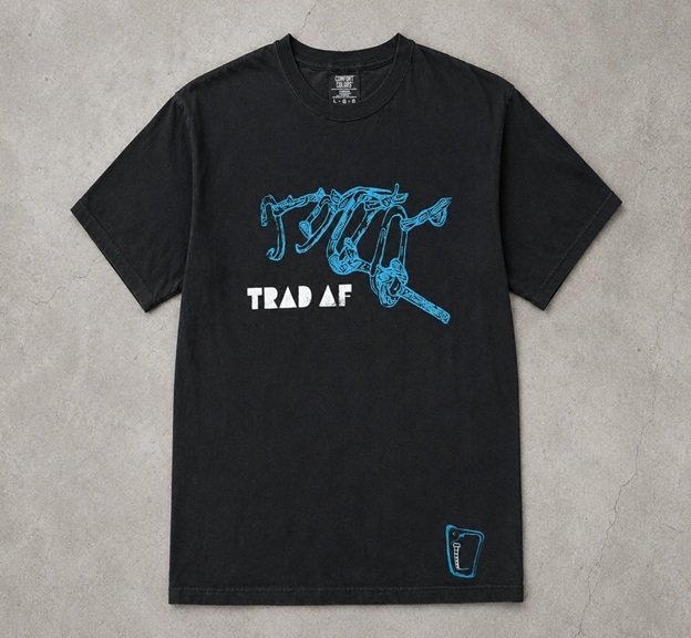 One-of-a-kind tee hand printed with an old-school RURP aid anchor
